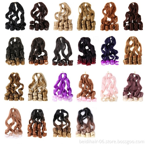 22inch Loose Wave Crochet Hair Braids Big Wave Wavy Crochet Synthetic Braiding Hair Pre-stretched Ponytail Extension